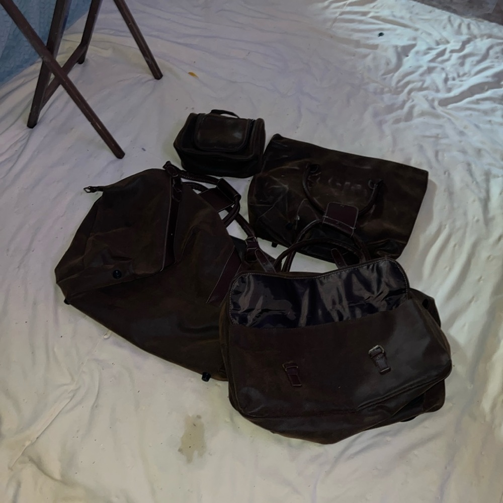 4 Piece  Leatherette Luggage Set Brown